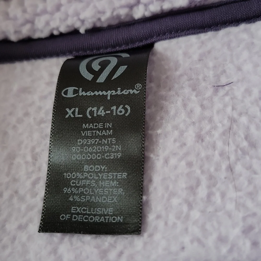 C9 by Champion Girls Fleece Pullover Lavender 1/4 Zip Long Sleeve XL 14/16